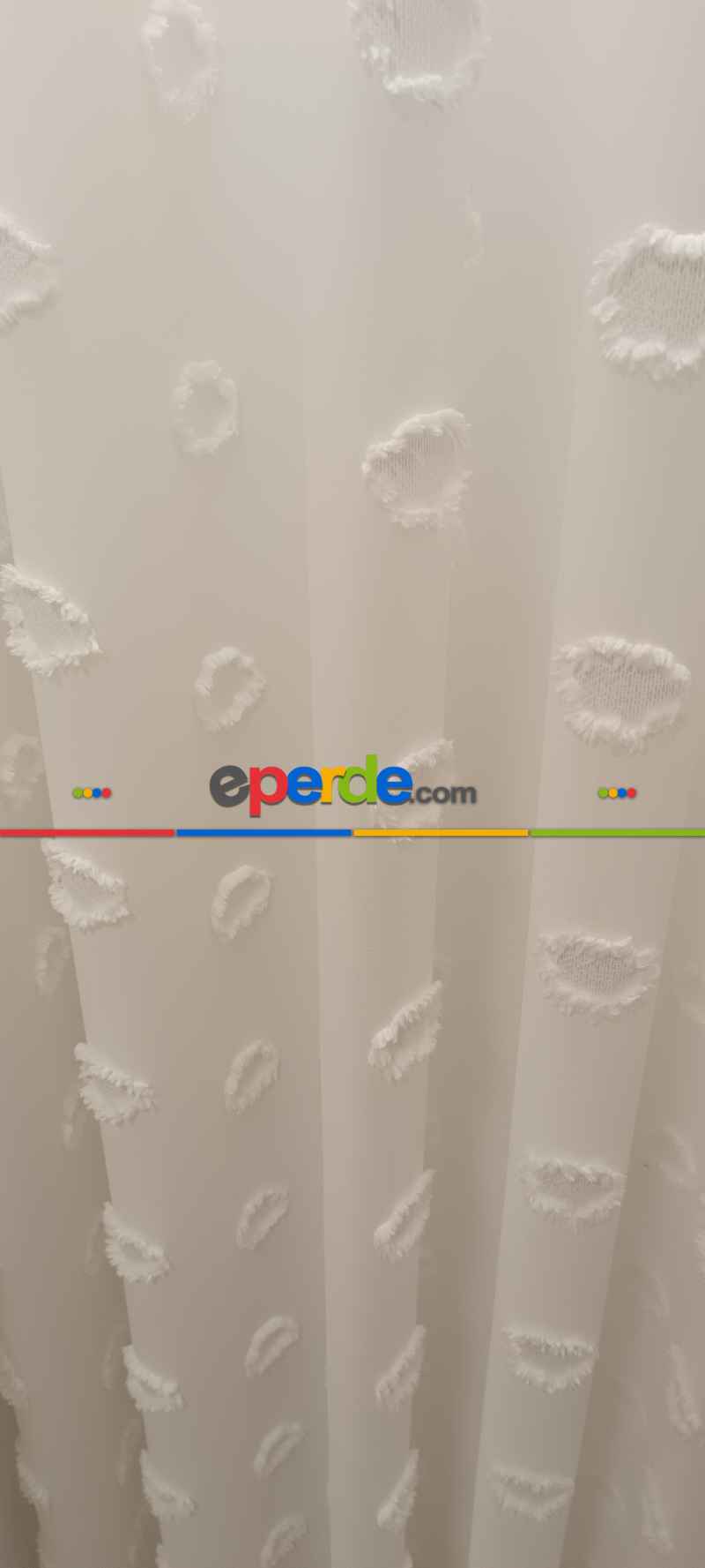 Yeni Nesil Ponpon Saçak Detaylı Tül Perdeler Ekru Renk