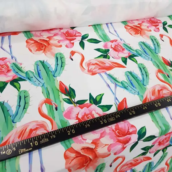 Tropikal Desenli Fon Perde Evm321 -t - Kumaşı Kalındır Duck Bezi Değildir.- Yeşil-Beyaz-Pembe-Çok Renkli