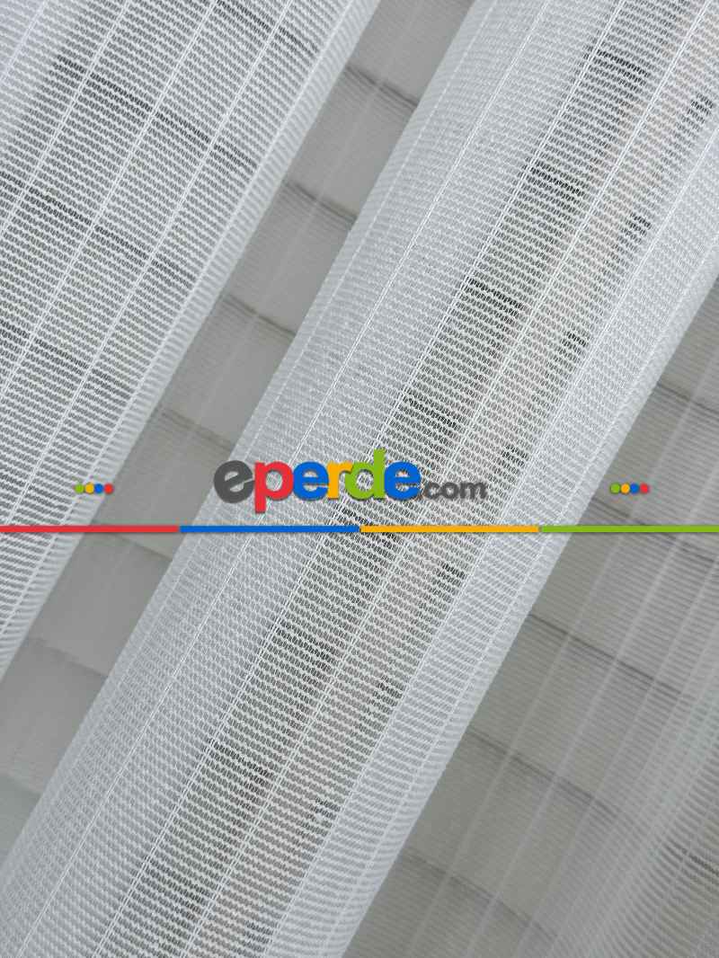 Brillant Çizgili Tül Perde, Premium Seri, Kurşunlu Tül