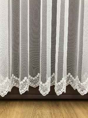 Etek Ucu Çiçek Desenli Tül Perde - Ütü İstemez - %30 Extra İndirimli- Ekru