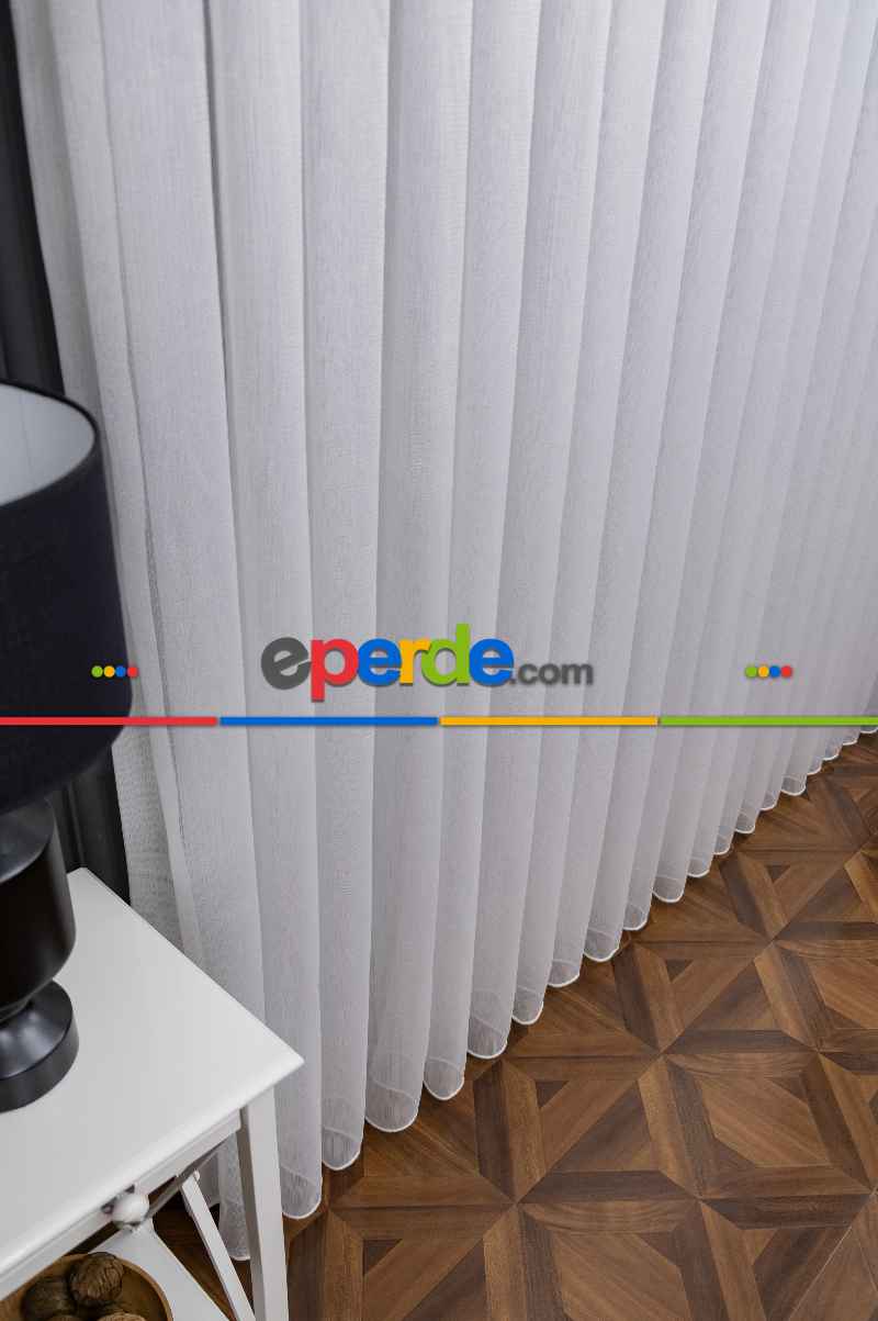 Mutfak Tül 2025 Kar 600 Modern Sugar Çizgili Tül Perde - Düz Sade