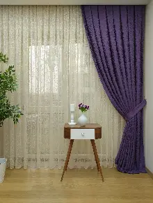Acık Mor Duz Jakar Fon Perde (180)- Mor
