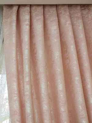 Patinedesenli Pudra - Katyonik Jakar Fon Perde- Pudra