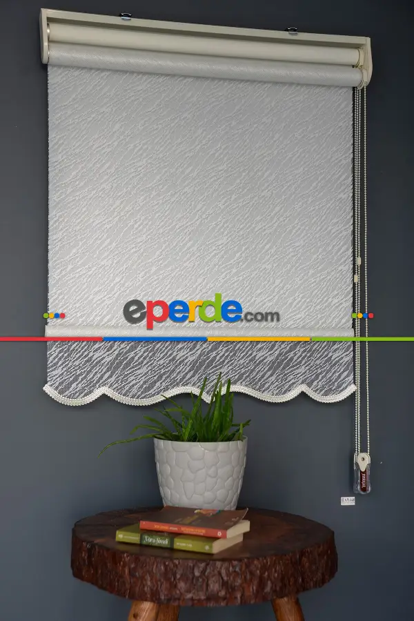 Halim Perdesan Dacuz-200 Beyaz Renk Etekli Veya Eteksiz Çift Mekanizmalı Tül Stor Perde