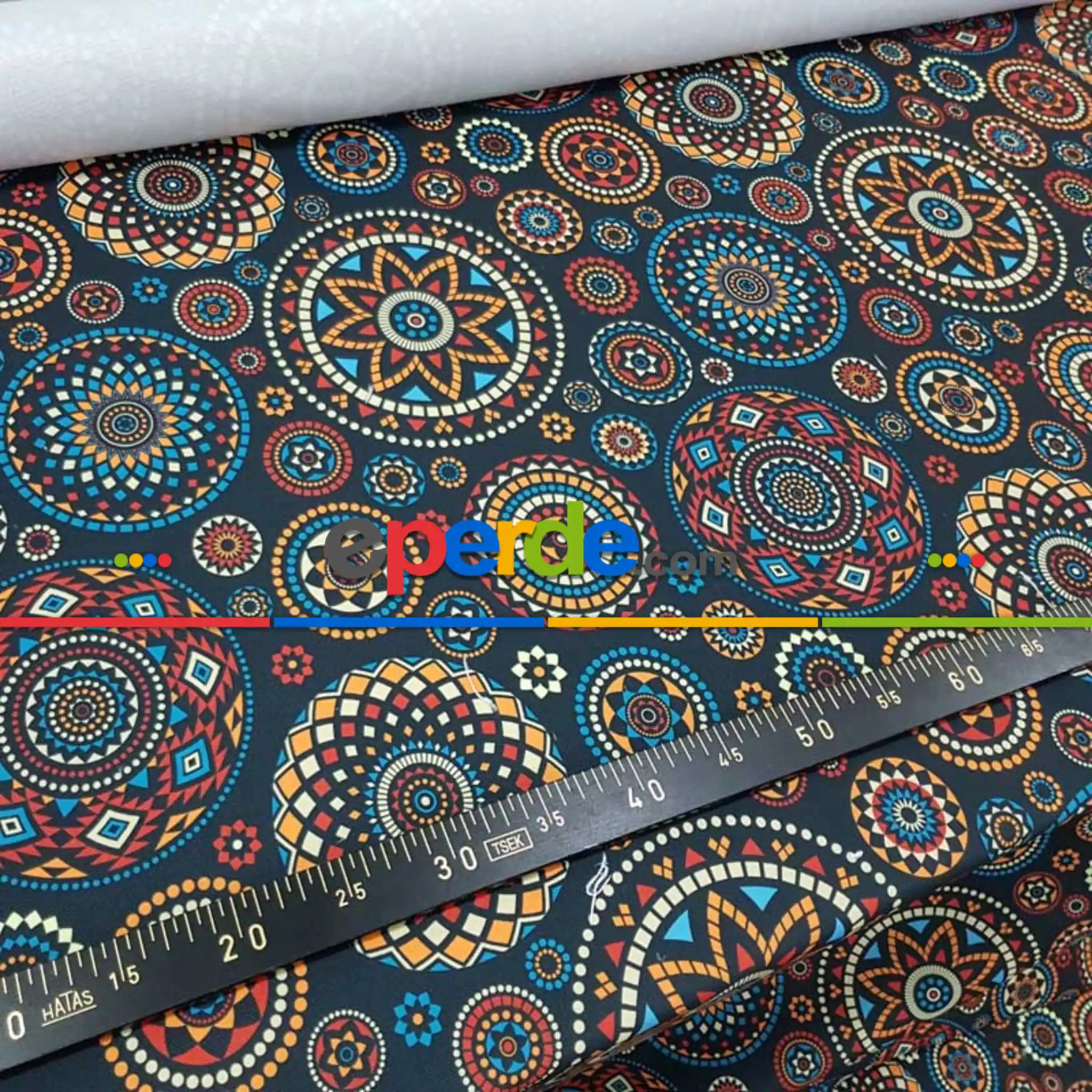 Etnik Desenli Fon Perde Evm607 Kumaşı Kalındır Duck Bezi Değildir- Lacivert-Mavi-Kırmızı-Sarı-Beyaz-Çok Renkli