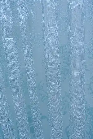 Dantel Damask Desen Tül Fon Perde - Turkuaz- Turkuaz