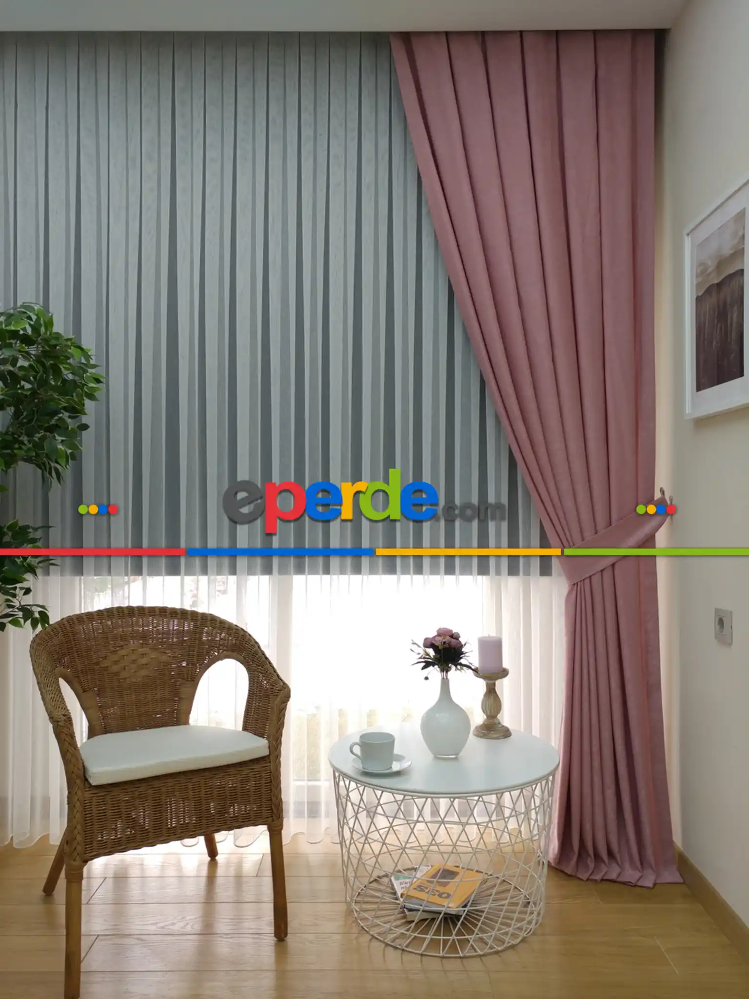 Soft Pembe Fon Perde Geniş En (285)-a.pudra- Pembe