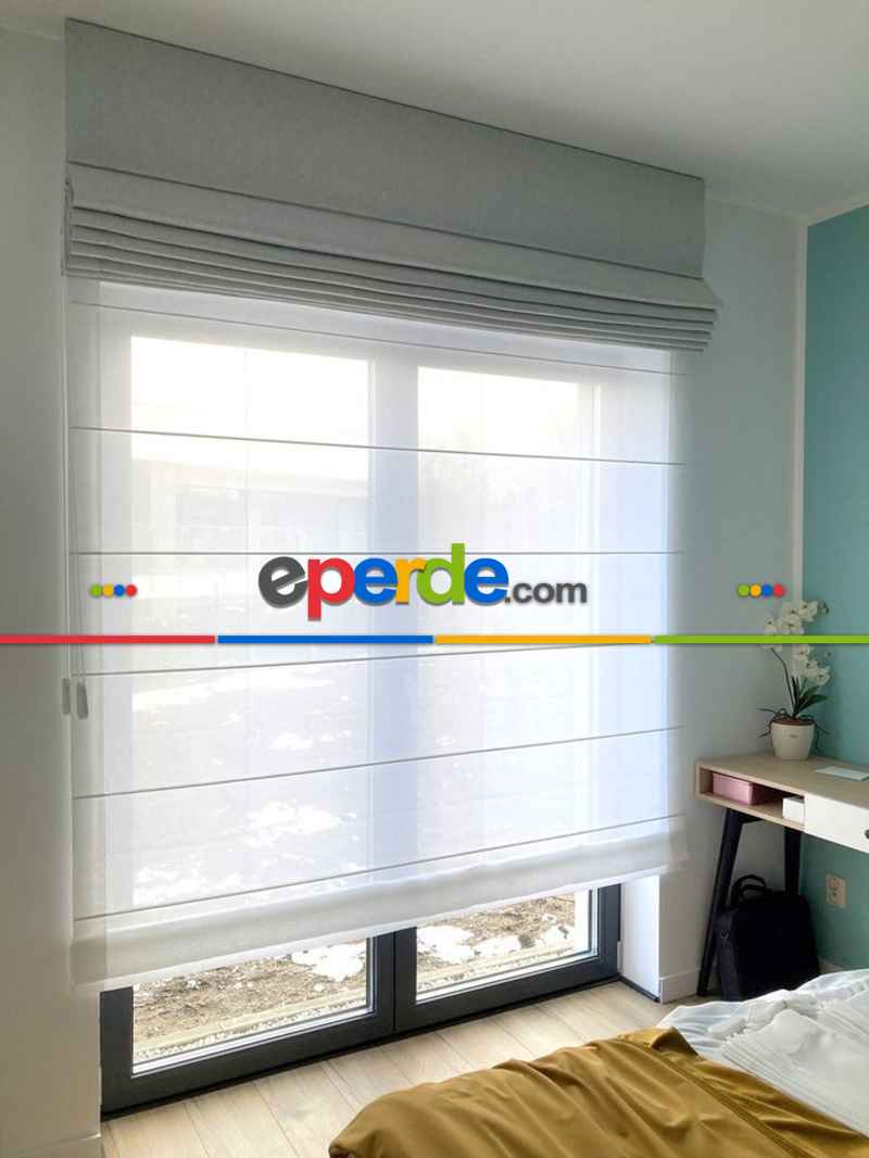 Genç Odası Katlamalı Perde Beyaz Keten Tül