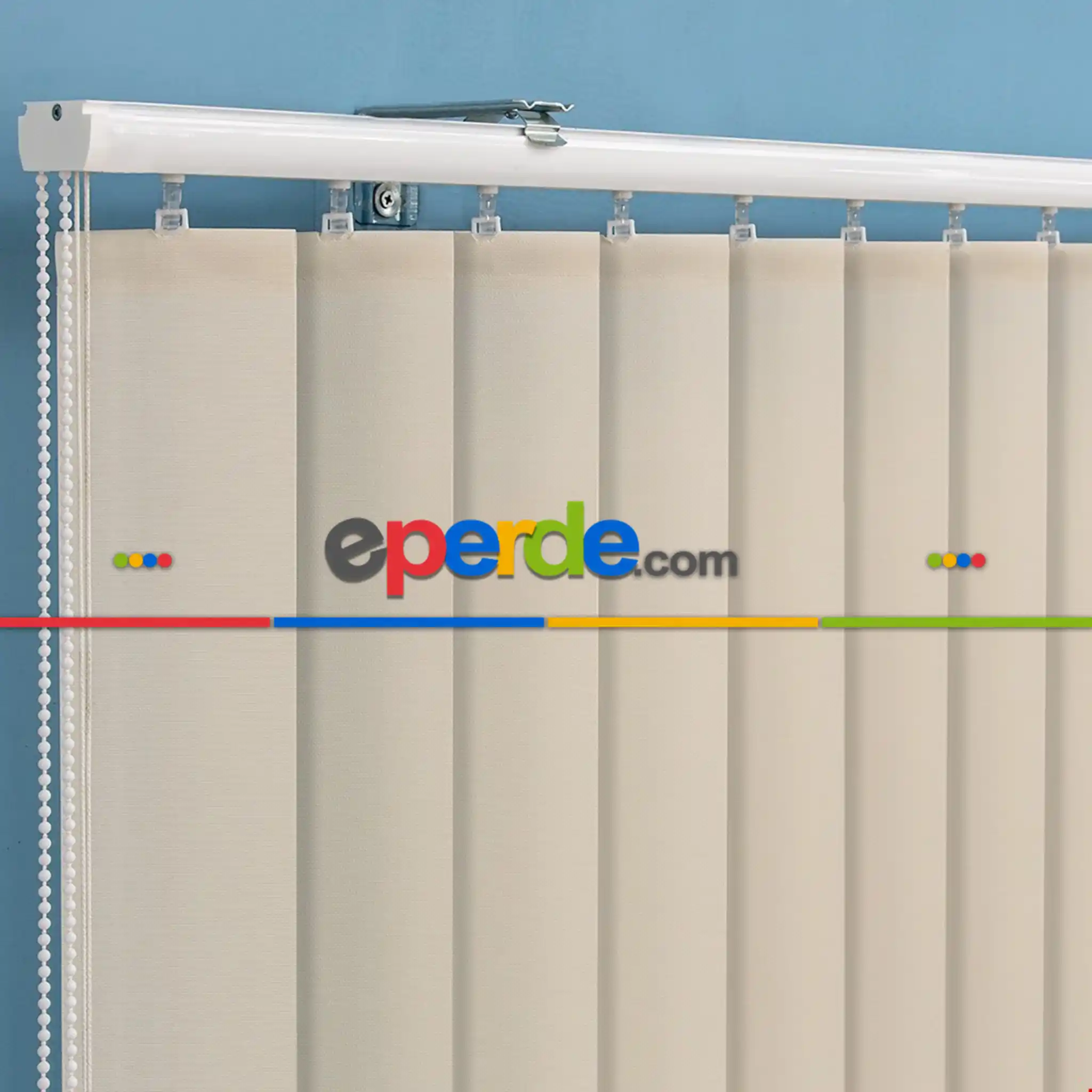 Krem Dikey Kumaş Perde - Krem