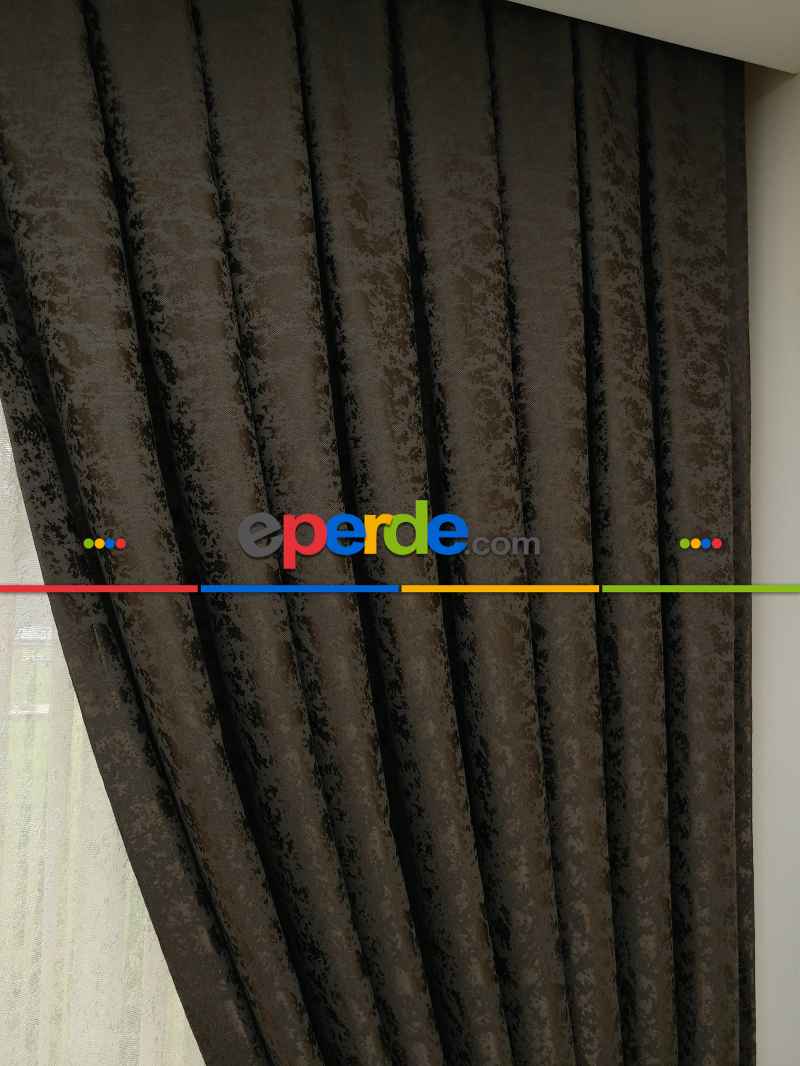 Kahve Koyu Duz Jakar Fon Perde (150)- Kahve Koyu