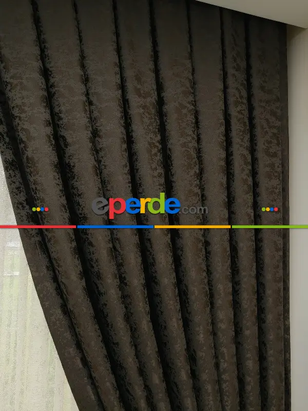 Kahve Koyu Duz Jakar Fon Perde (150)- Kahve Koyu