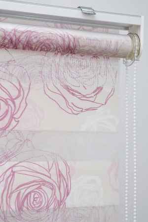 Çiçek Desen Zebra Perde- Pembe