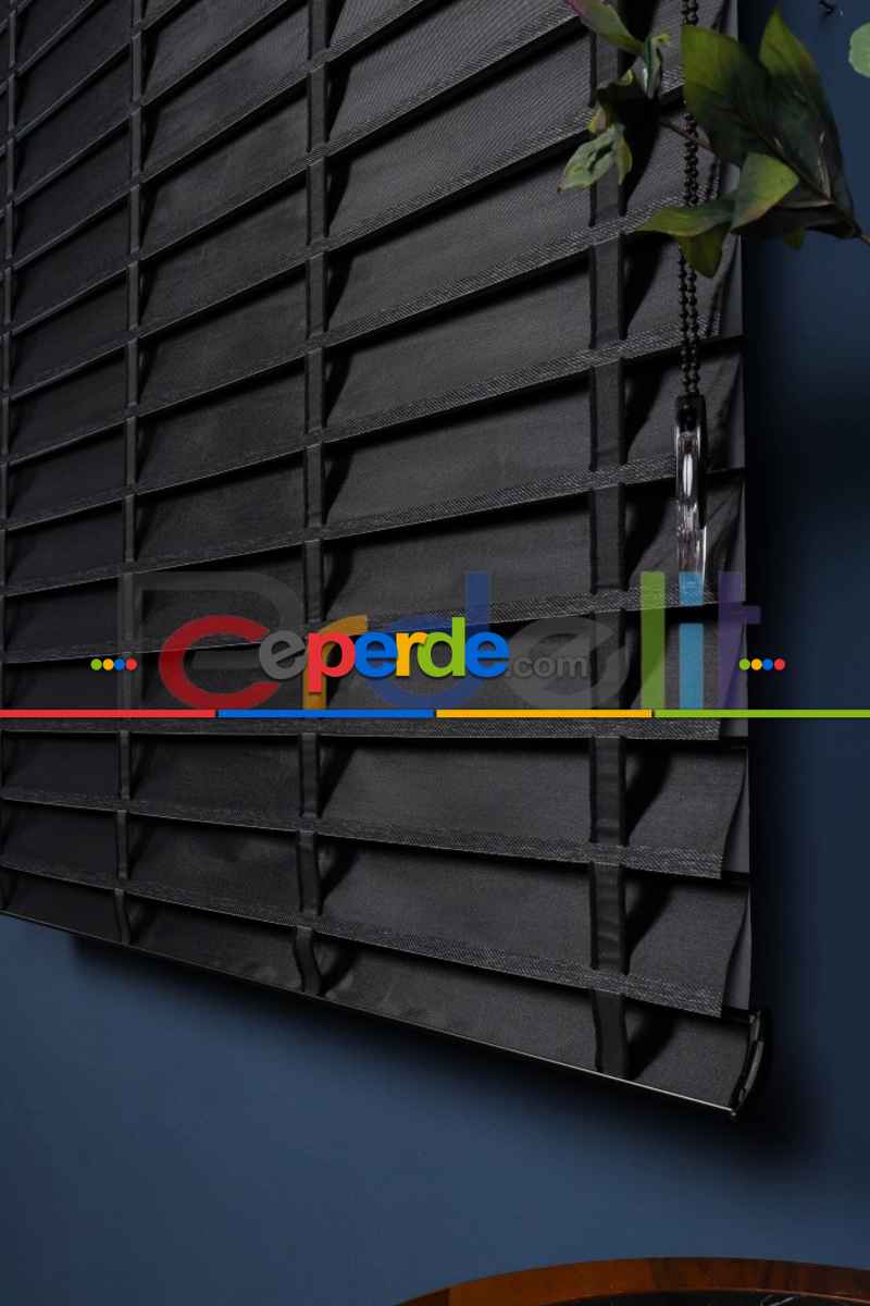 Siyah 50mm Silüet Kumaş Jaluzi Perde