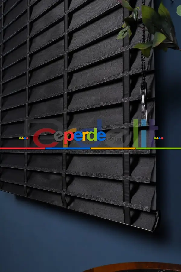 Siyah 50mm Silüet Kumaş Jaluzi Perde