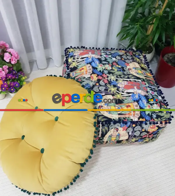 Etnik Boho Stil Minderler İçi Dolu- Çok Renkli