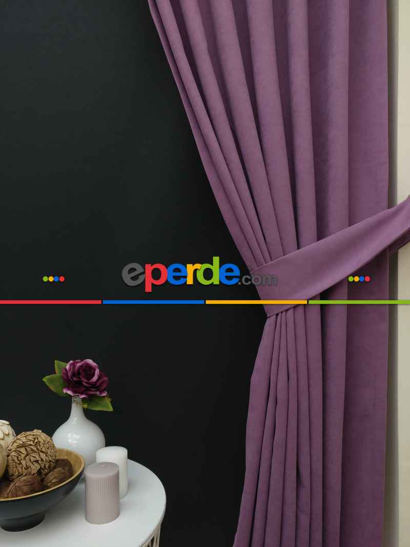 Düz Renk Dökümlü Fon Perde (150)- Lila