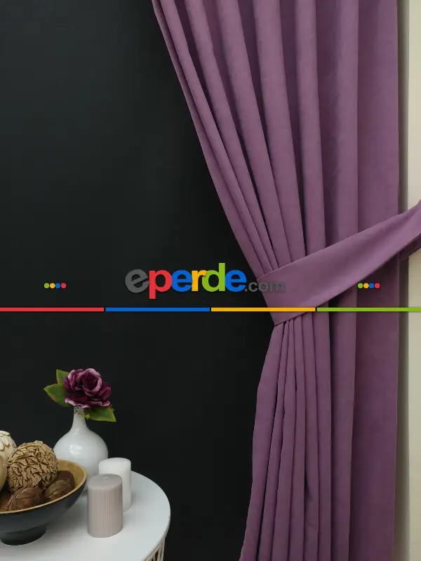Düz Renk Dökümlü Fon Perde (150)- Lila