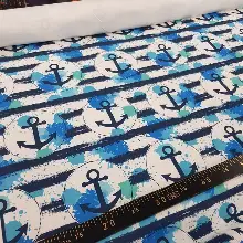 Çapa Marine Desenli Fon Perde Evm654 Kumaşı Kalındır Duck Bezi Değildir- Lacivert