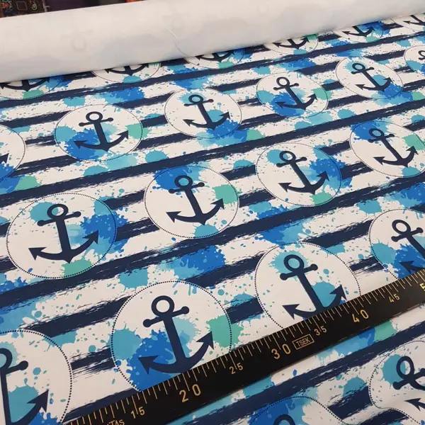 Çapa Marine Desenli Fon Perde Evm654 Kumaşı Kalındır Duck Bezi Değildir- Lacivert