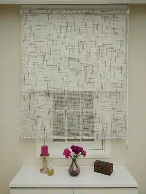 Keten Tül Stor Wicker - Çiftli Sistem Tül Stor Perde (wicker)- Kahve Açık