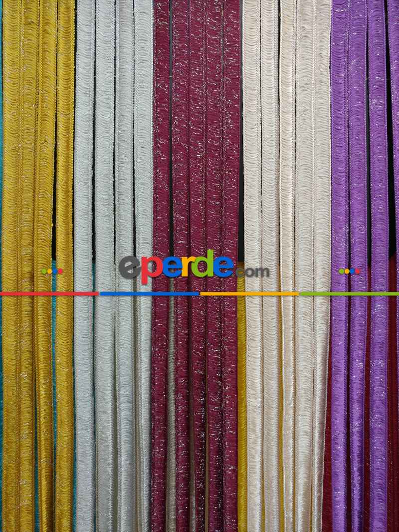 Mutfak İp Perde - Açık Pembe Rengi İp Perde İpek Duble Serisi- Pembe-gümüş