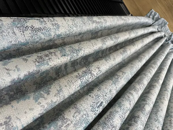 Petrol Turkuaz Yeşili Desenli Jakar Fon Perde (285 En)- Gri-füme-antrasit-petrol Mavisi