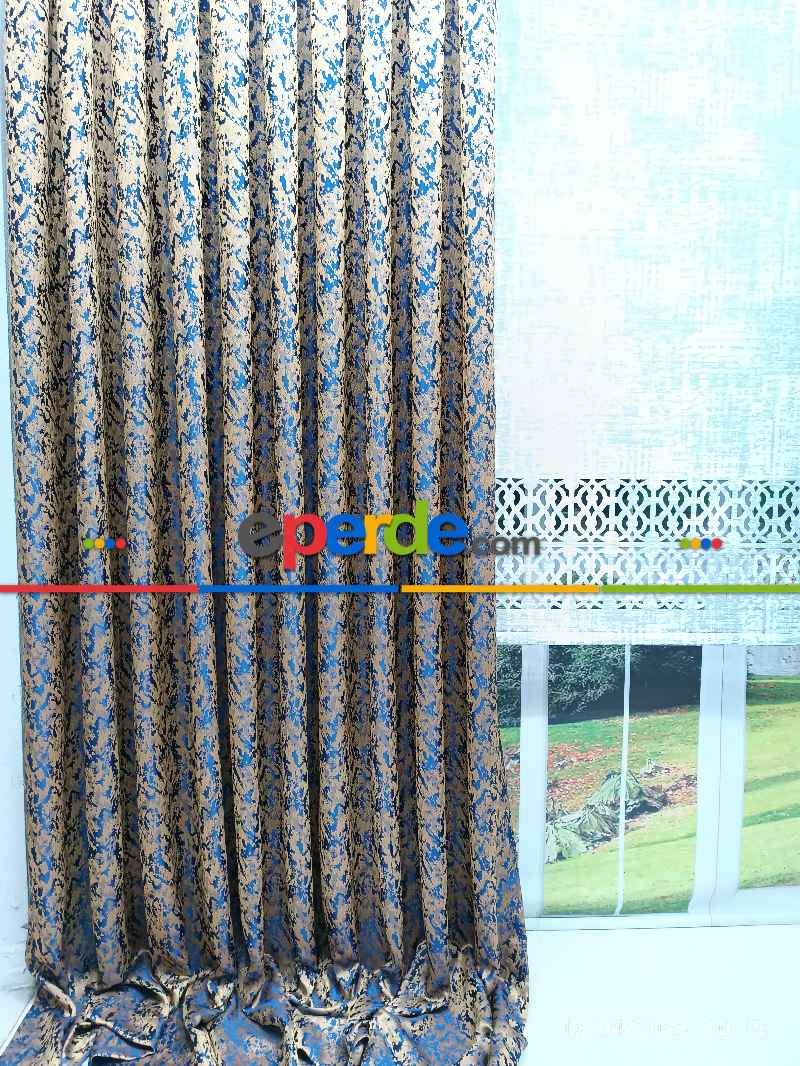 Oturma Odası -  2025 Elit Modern Desenli Fosforlu İplik Dokuma Fon Perde - 2