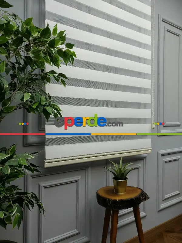 Salon Zebra Perde - 2021 Sezonu - Zebra Perde - Bambu Zebra Perde- Krem