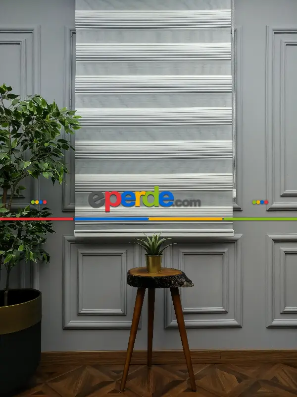 2025 Sezonu - Degrade Renk Geçişli Geniş Pileli (pilise) Zebra Perde- Gri
