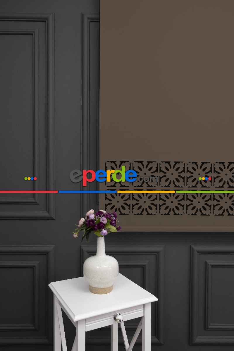 Yatak Odası - Kahverengi Lazer Kesim Mat Stor Perde (ister Düz - İster Lazer Kesimli Satın Alın)