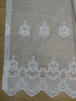 ( Orjinal ) Taç Damask Serpme Desen Salon Fransız Dantel Tül Perde & Kruvaze Perde- Krem