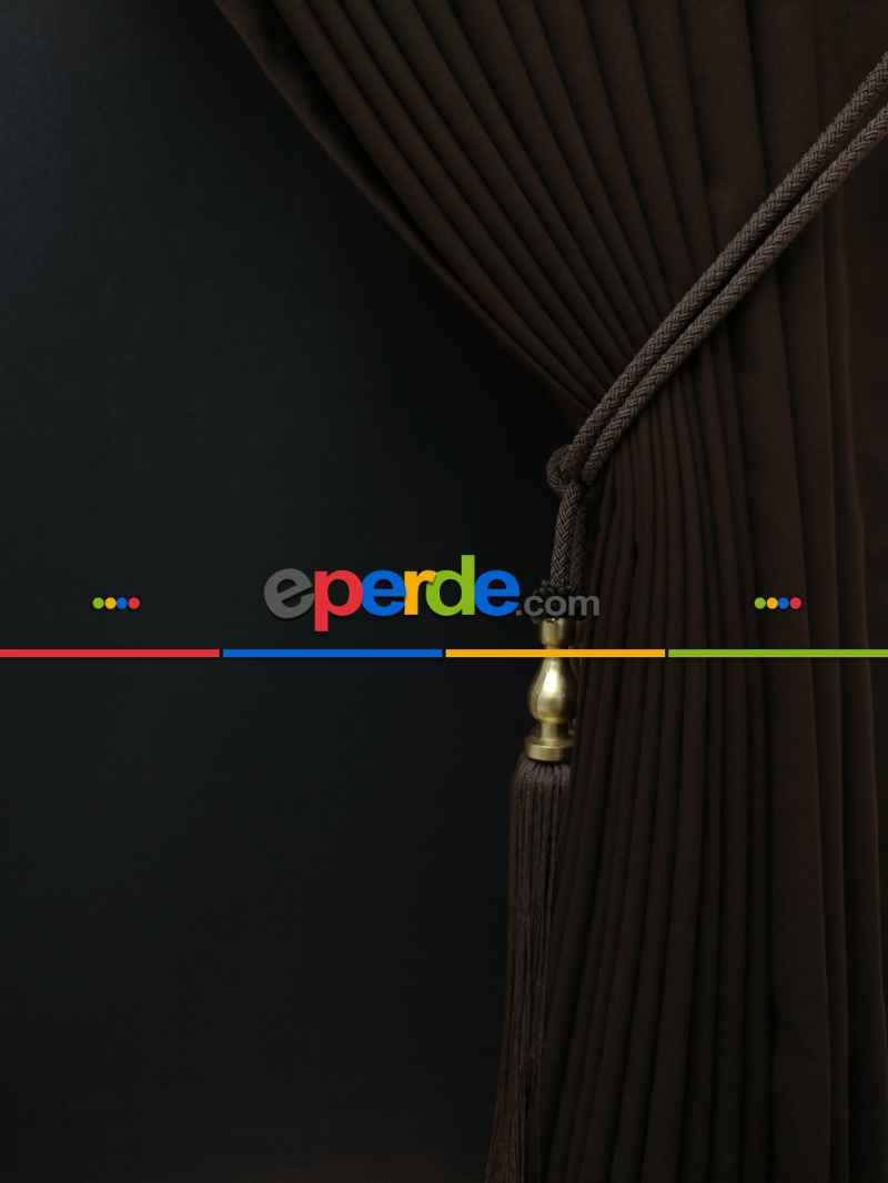 Düz Renk Dökümlü Fon Perde (150)- Kahverengi