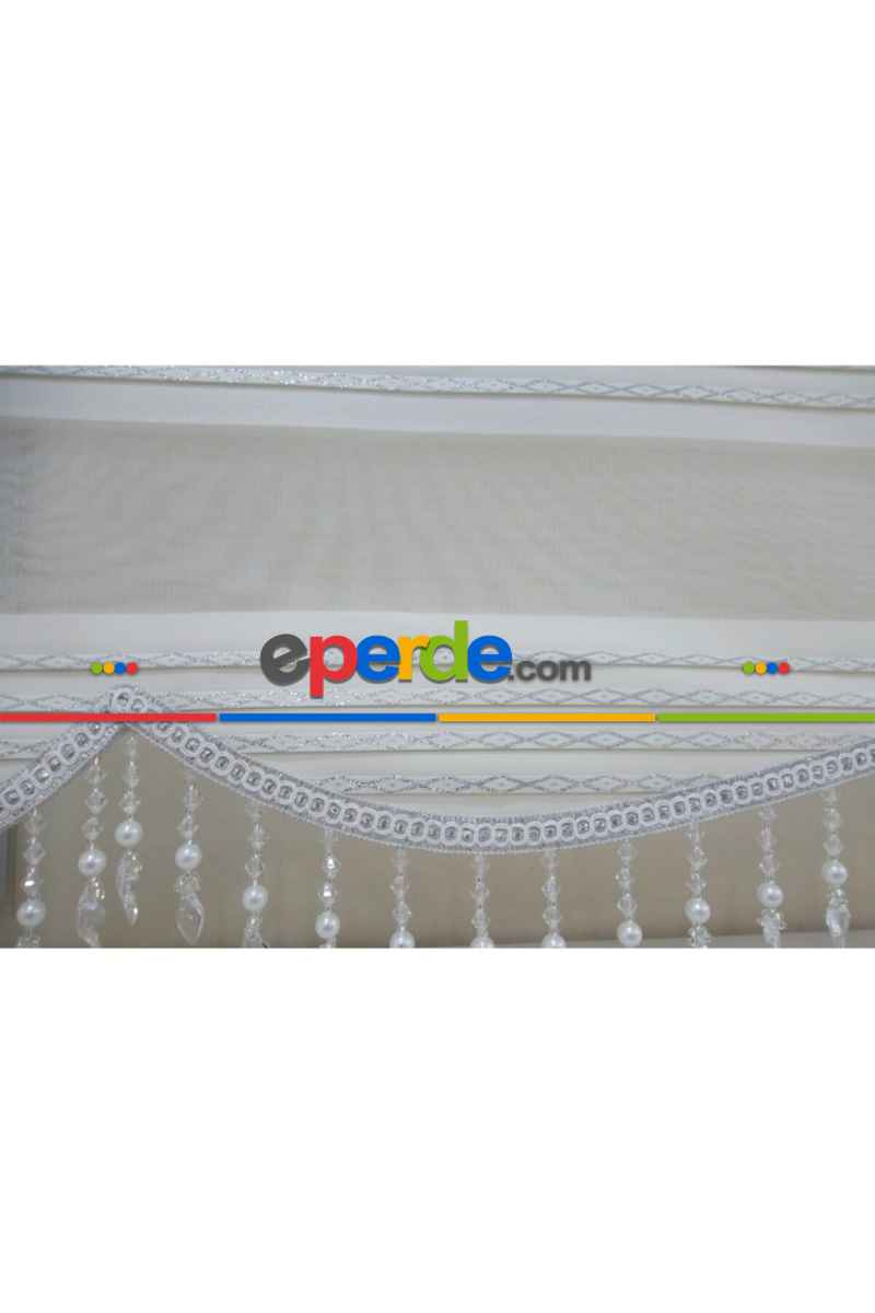 Brillant Boncuklu Zebra Perde Pliseli 100x200