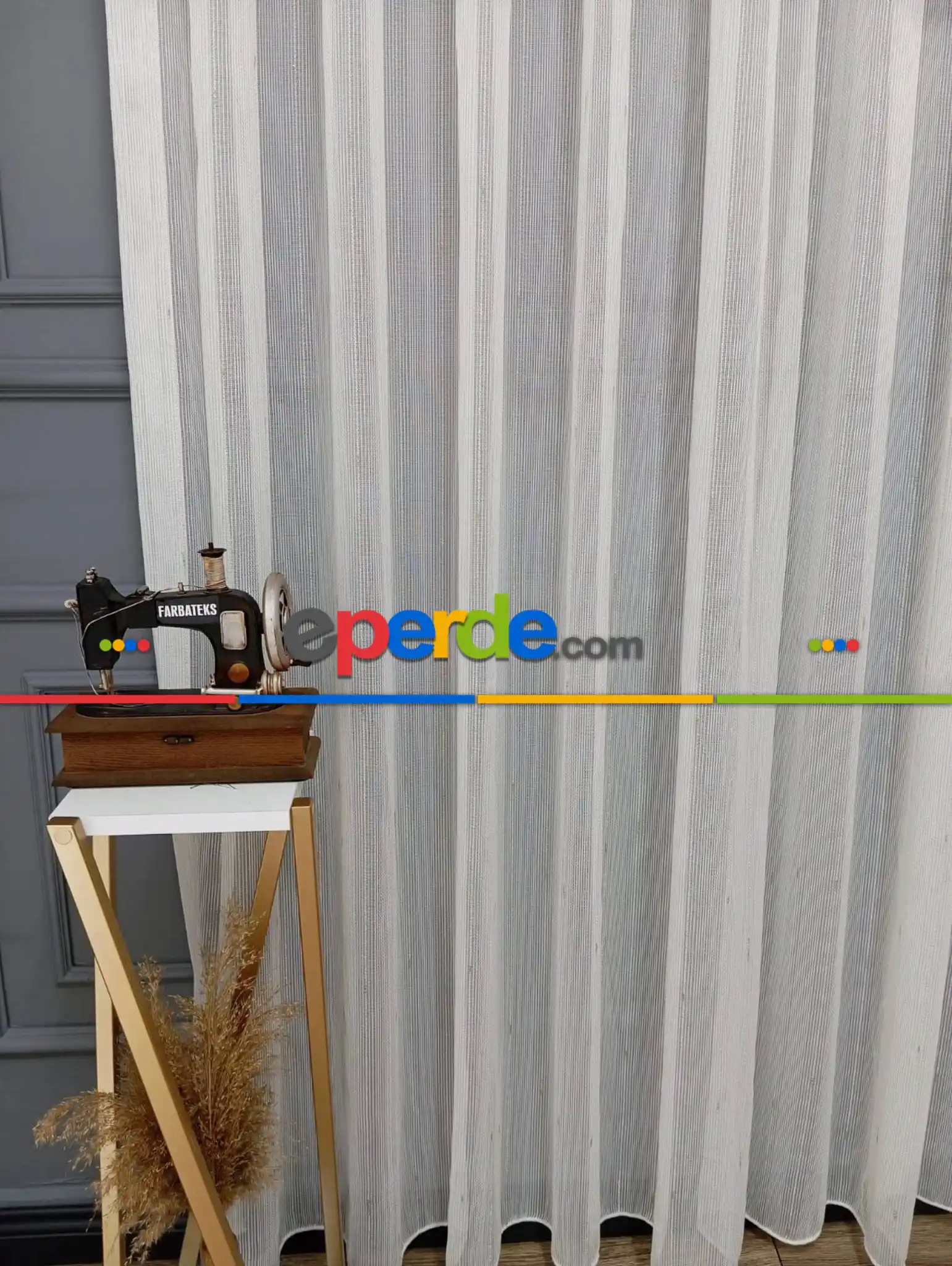 Salon - Keten Altın Gold Varak Simli Daho Tül Perde