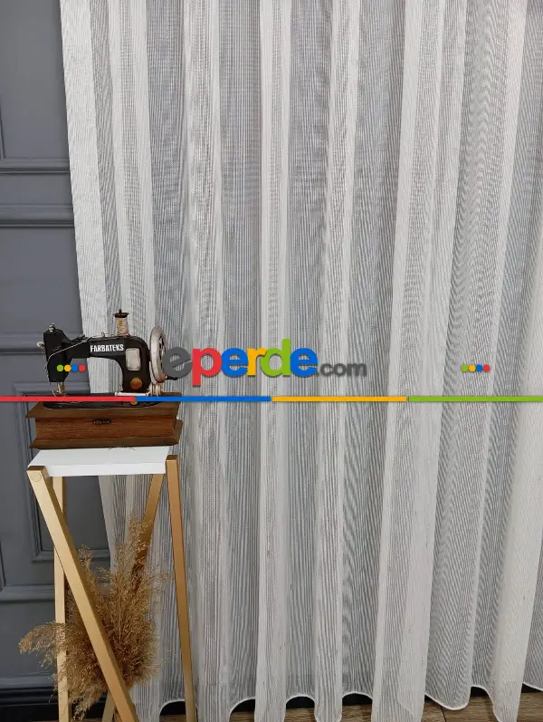 Salon - Keten Altın Gold Varak Simli Daho Tül Perde