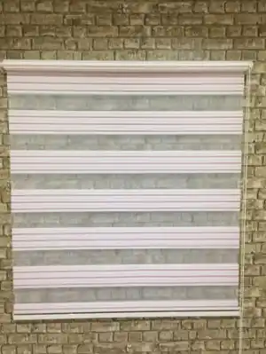 Pembe Krem Piliseli Zebra Perde- Çok Renkli 3