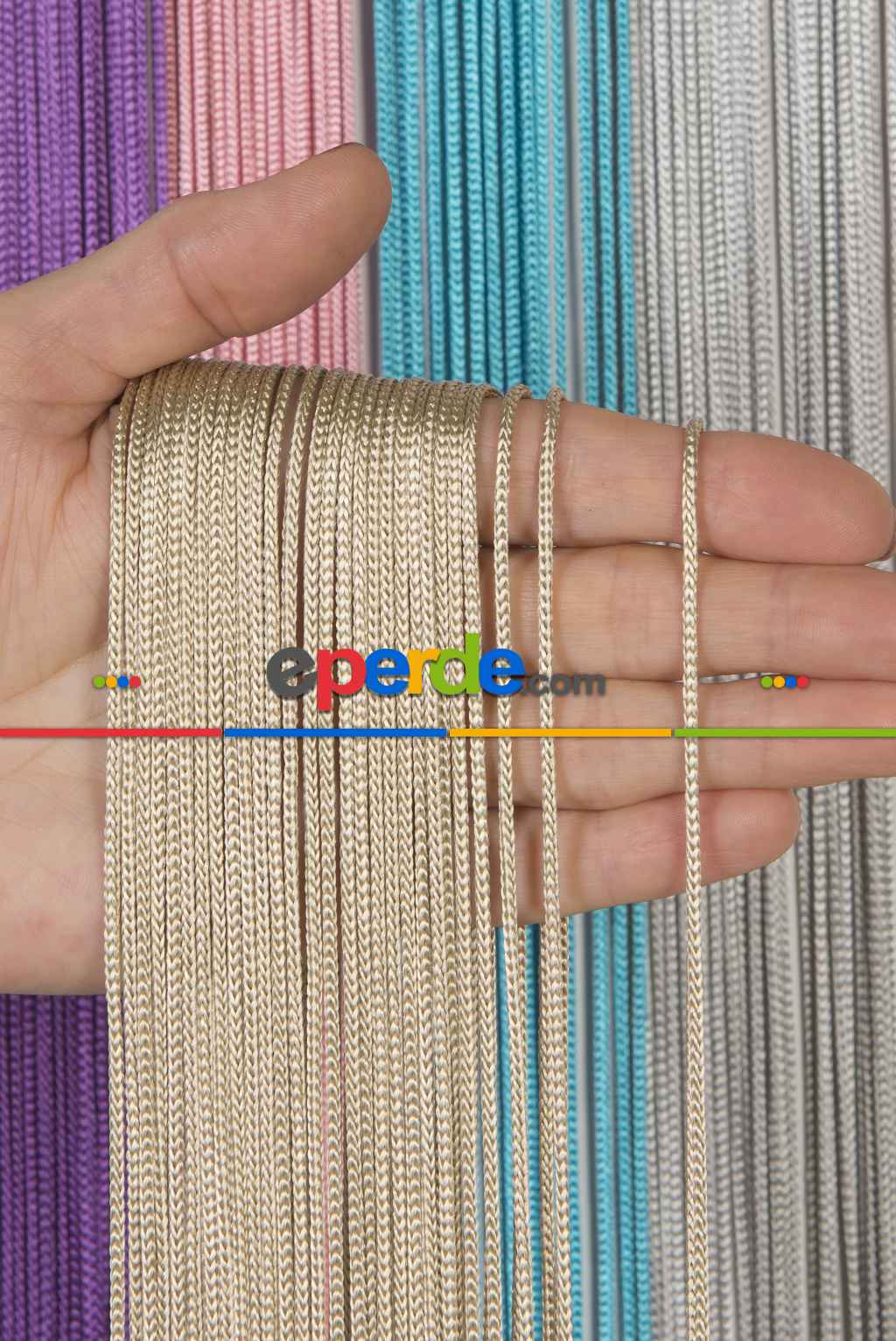 Kalın Zincir Serisi İp Perde Bej- Bej