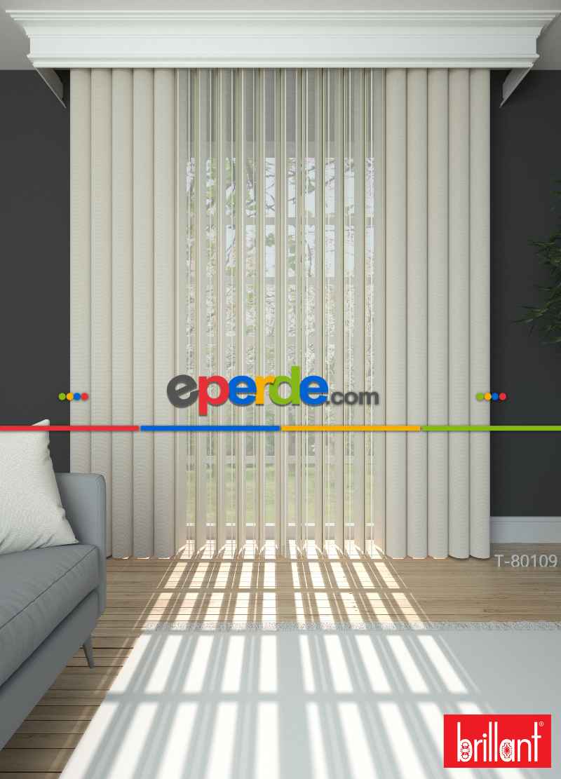 Brillant Akıllı Tül Perde Ekru Renkli Tül Dikey Zebra Perde Düz 1. Kalite