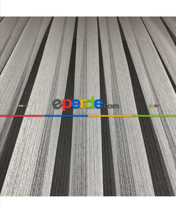 Salon-ekru Sık Dokulu Çizgili Modern Düz Tül Perde - Ütü İstemez