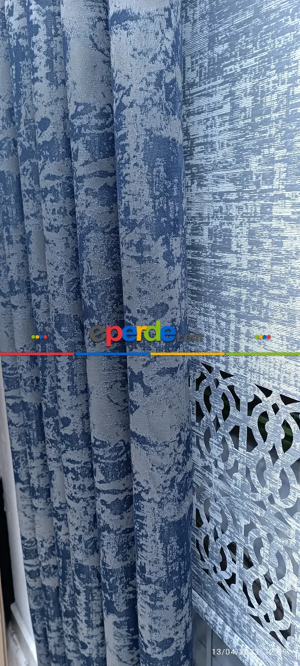 Yatak Odası - 2023 Elit Modern Desenli Fosforlu İplik Dokuma Fon Perde - 3