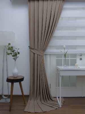 Sütlü Kahve Panama Fon Perde- Sütlü Kahve