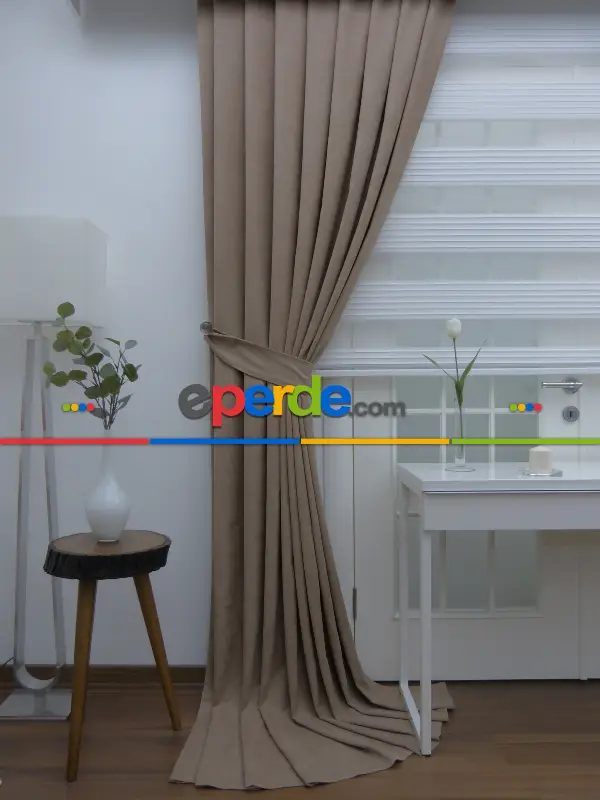 Sütlü Kahve Panama Fon Perde- Sütlü Kahve