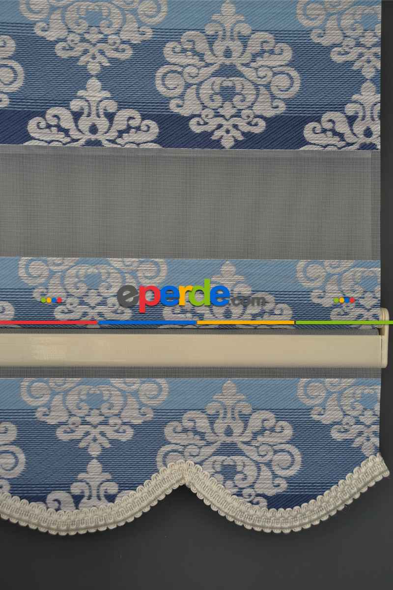 Halim Perdesan Ft-984 Mavi Renk Etekli Veya Eteksiz Zebra Stor Perde