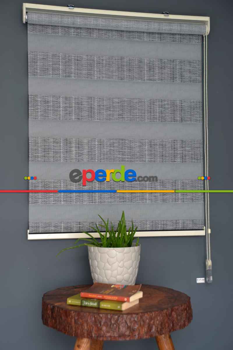 Halim Perdesan Jk-288 Siyah & Beyaz Renk Etekli Veya Eteksiz Zebra Stor Perde