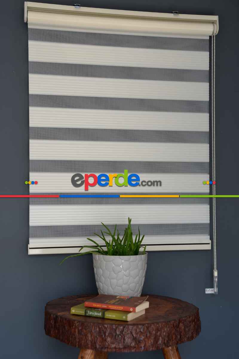 Mutfak - Halim Perdesan Dp-02 Ekru Renk Etekli Veya Eteksiz Dar Pliseli Zebra Stor Perde