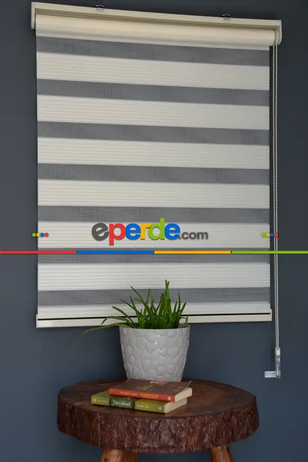 Halim Perdesan Dp-02 Ekru Renk Etekli Veya Eteksiz Dar Pliseli Zebra Stor Perde