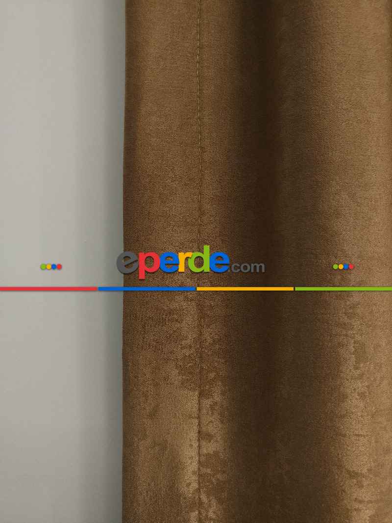 Yatak Odası - Soft Fon Perde Kakao Dökümlü En - Kahve Açık