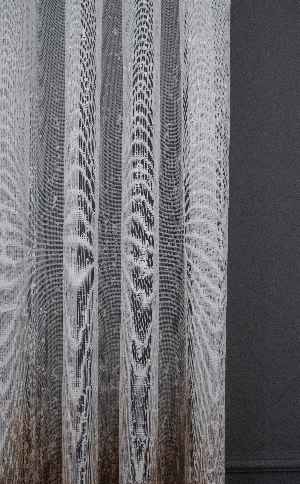 Hazır Ölçü Modern Pembe Ve Kahverengi Desenli Degrade Geçişli Örme Tül Perde Yüksek Kalite