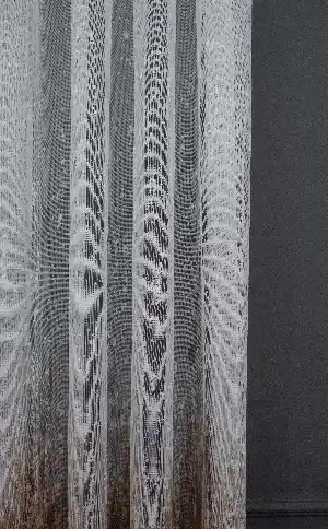 Hazır Ölçü Modern Pembe Ve Kahverengi Desenli Degrade Geçişli Örme Tül Perde Yüksek Kalite