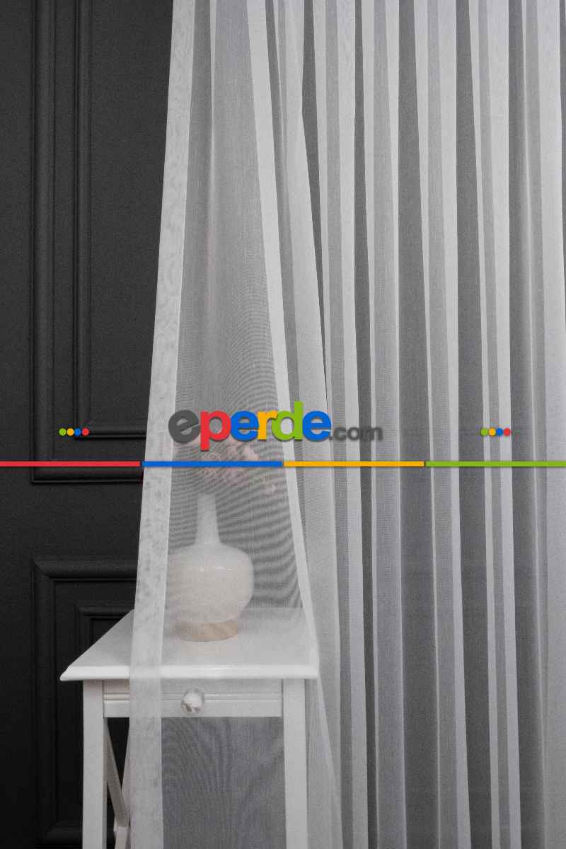 Genç Odası - Hafif Düz Keten Tül Çok Dökümlüdür - İtinalı Dikiş - Kanun Pile - Kurşunlu Tül